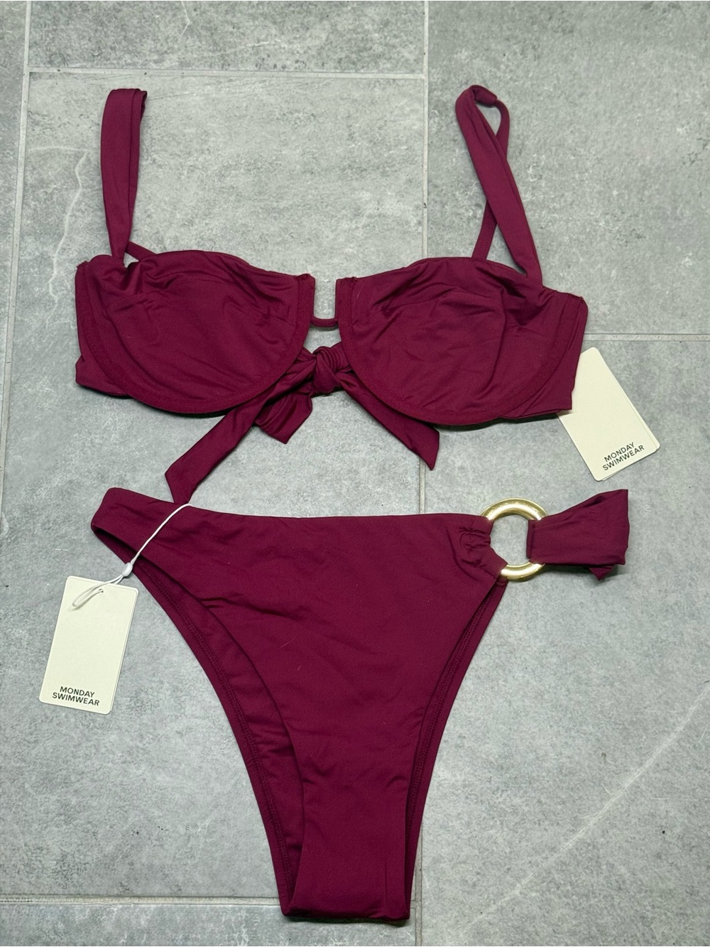 Monday Swim Cala Roja Top & Brontë Bottom Maroon